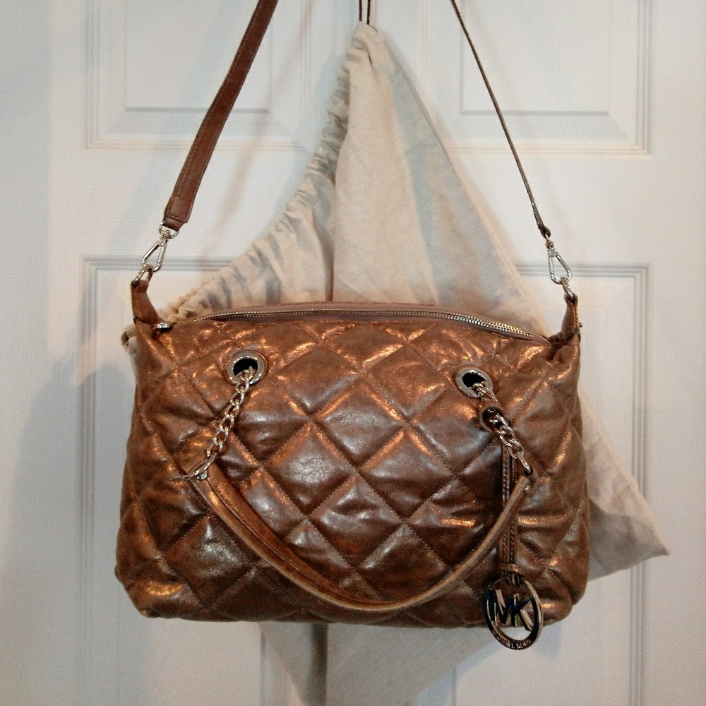 Michael Kors leather nickel quilted satchel